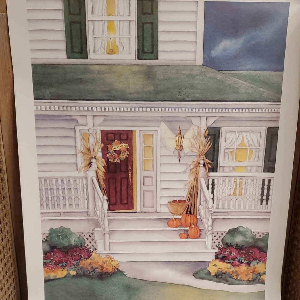 Charming Autumn Porch Art Print